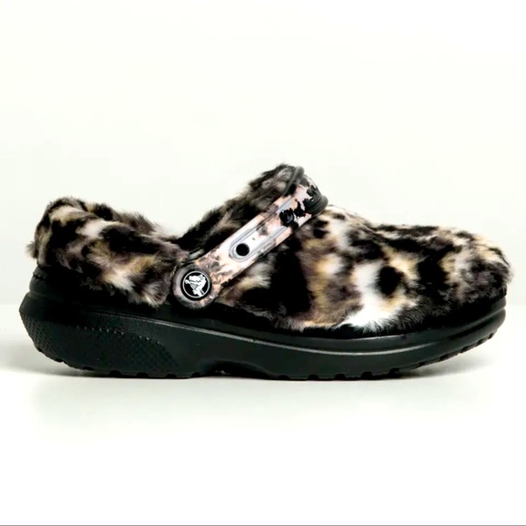 Crocs Classic Fur Sure Lined Animal Clogs Slip On Slide Sandals 207303-0C4 NWT - Picture 1 of 10